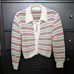 Zara Rainbow Crochet Knit Cardigan